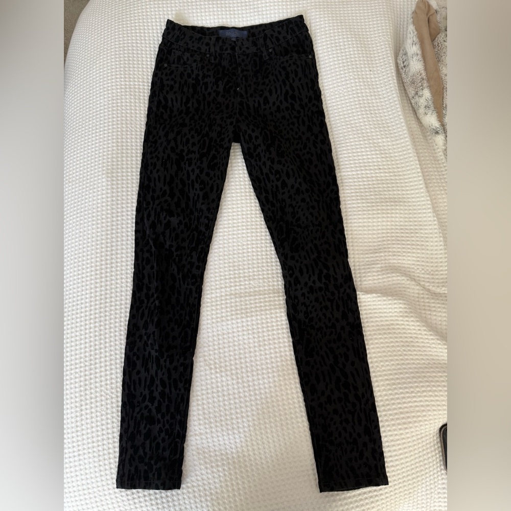 Rachel Roy Black Leopard Print velvet Skinny Jeans